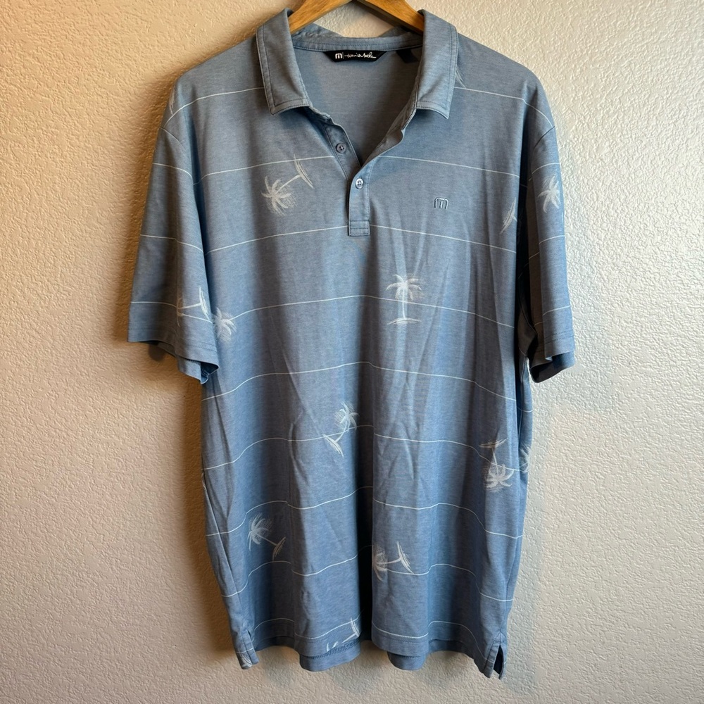 Travis Mathew Mens Baumen Around Pique Golf Polo Shirt Blue Navy Size XXL